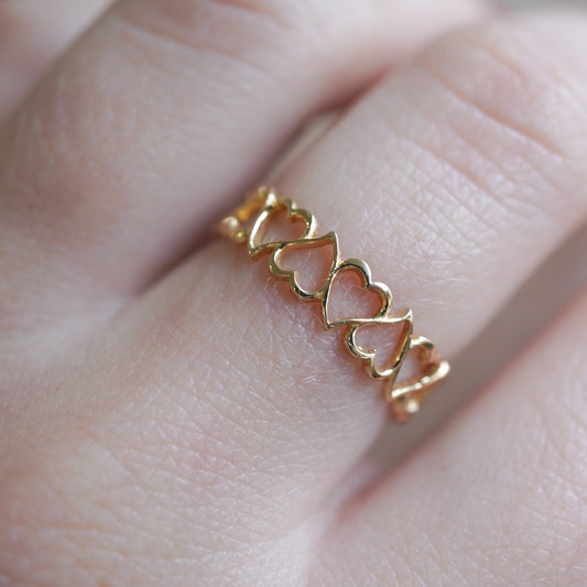 18k Yellow Golden heart Band-15854