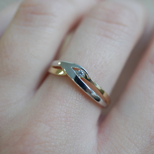 14k Yellow Gold ring two-tone-16098