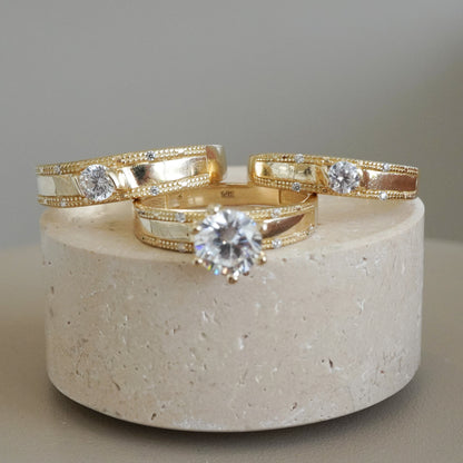 14k Yellow gold trio ring-15227