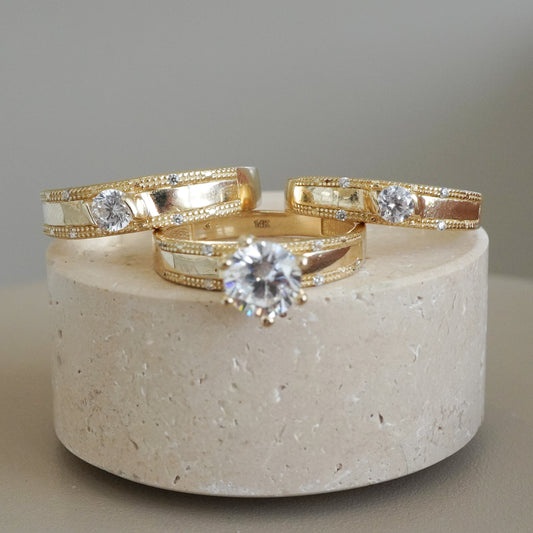 14k Yellow gold trio ring-15227