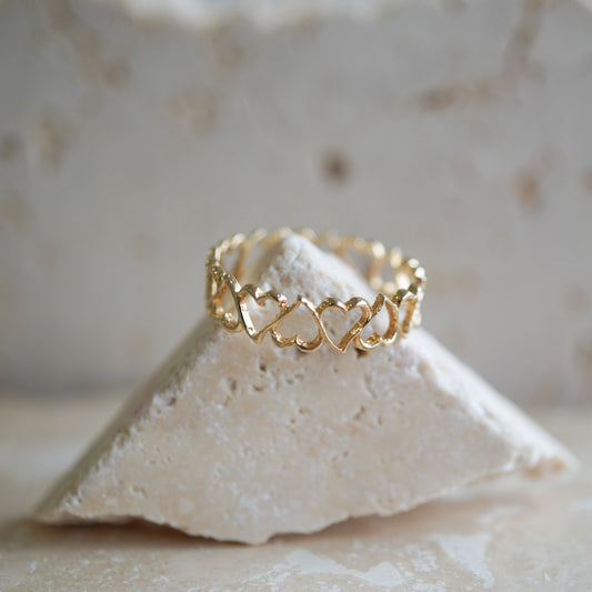 18k Yellow Golden heart Band-15854