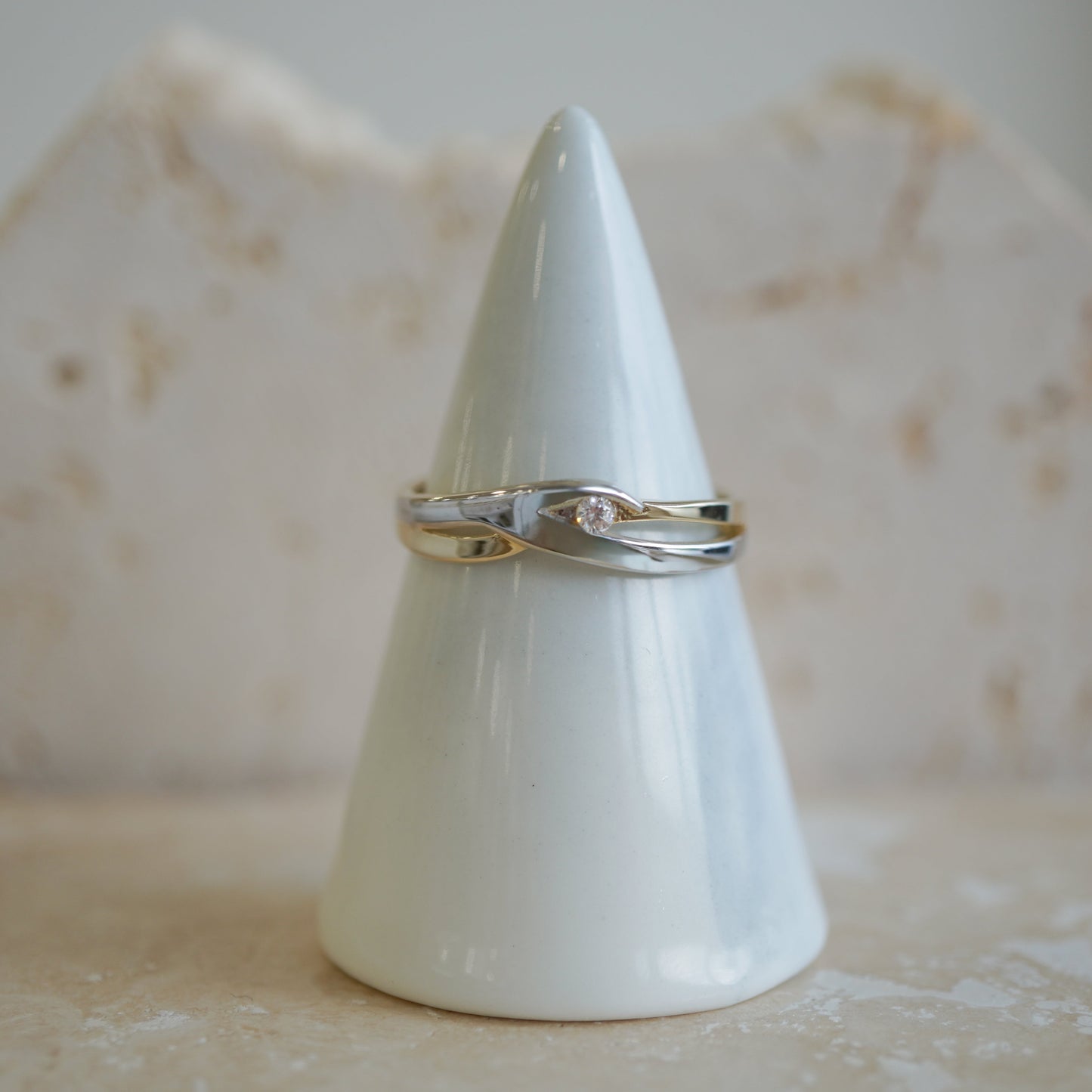 14k Yellow Gold ring two-tone-16098