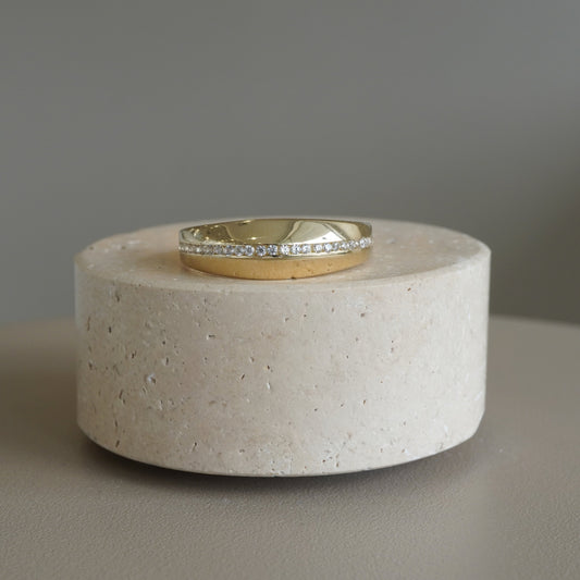 10k Yellow gold band zirconia ring-16117