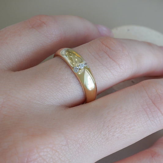 10k Yellow gold solitaire cubic zirconia ring-16104