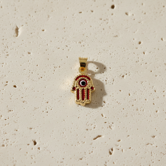 14Kt Red Hamsa Hand Charm