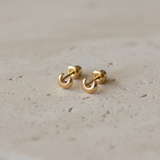 14Kt Baby Moon Earrings - 17350