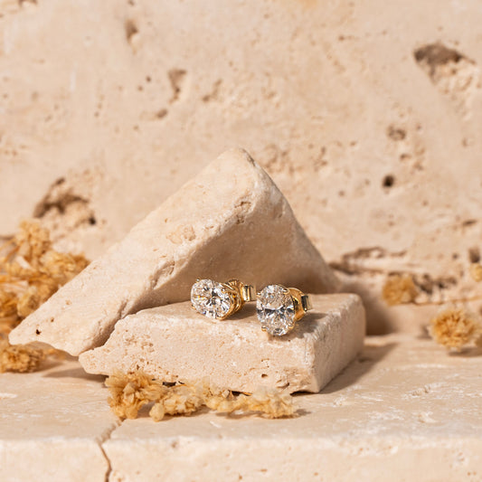 14KT Lab Diamont Oval Stud