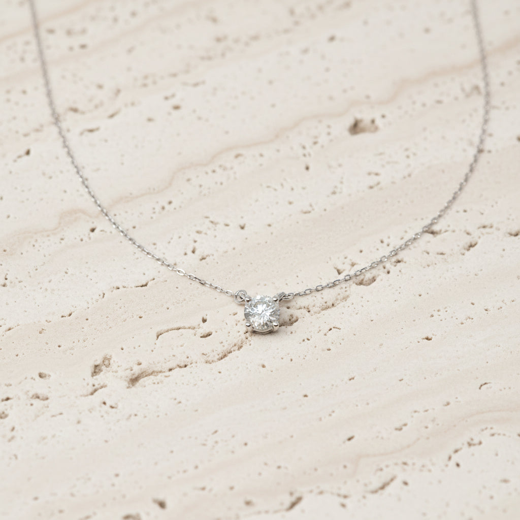14kt Necklace White Gold Diamond-15136