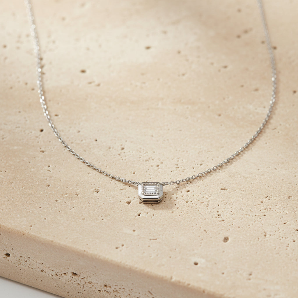 Necklace white gold diamond 18K-15138