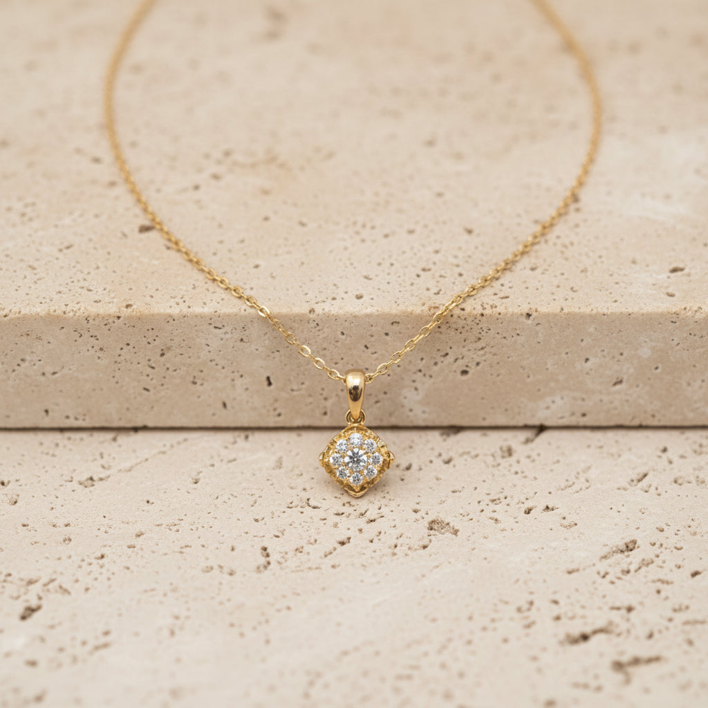 18kt Yellow Gold Diamond Necklace-15026