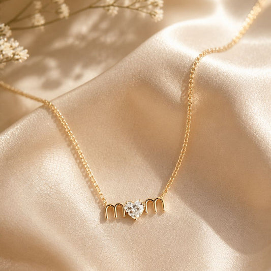 14kt Gold "Mom" Necklace With Lab-Grown Diamonds