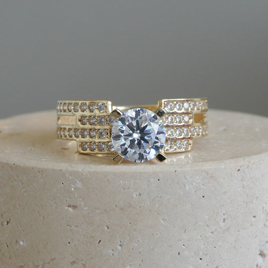 14k Yellow gold ring with cubic ziconia-16159