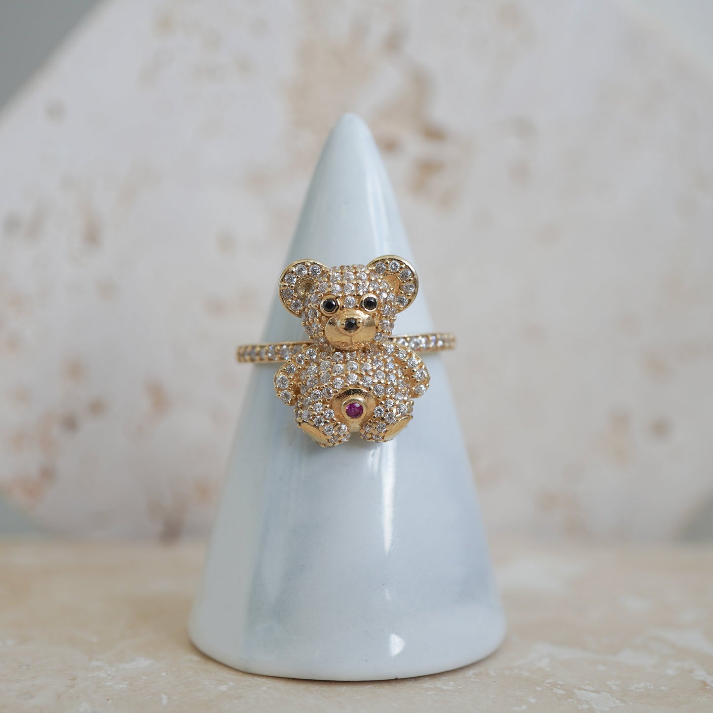 14k Yellow Gold bear ring with zirconia-15236