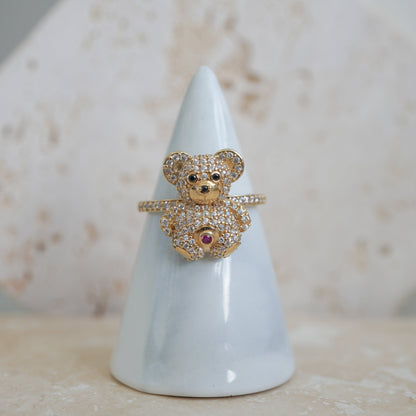 14k Yellow Gold bear ring with zirconia-15236