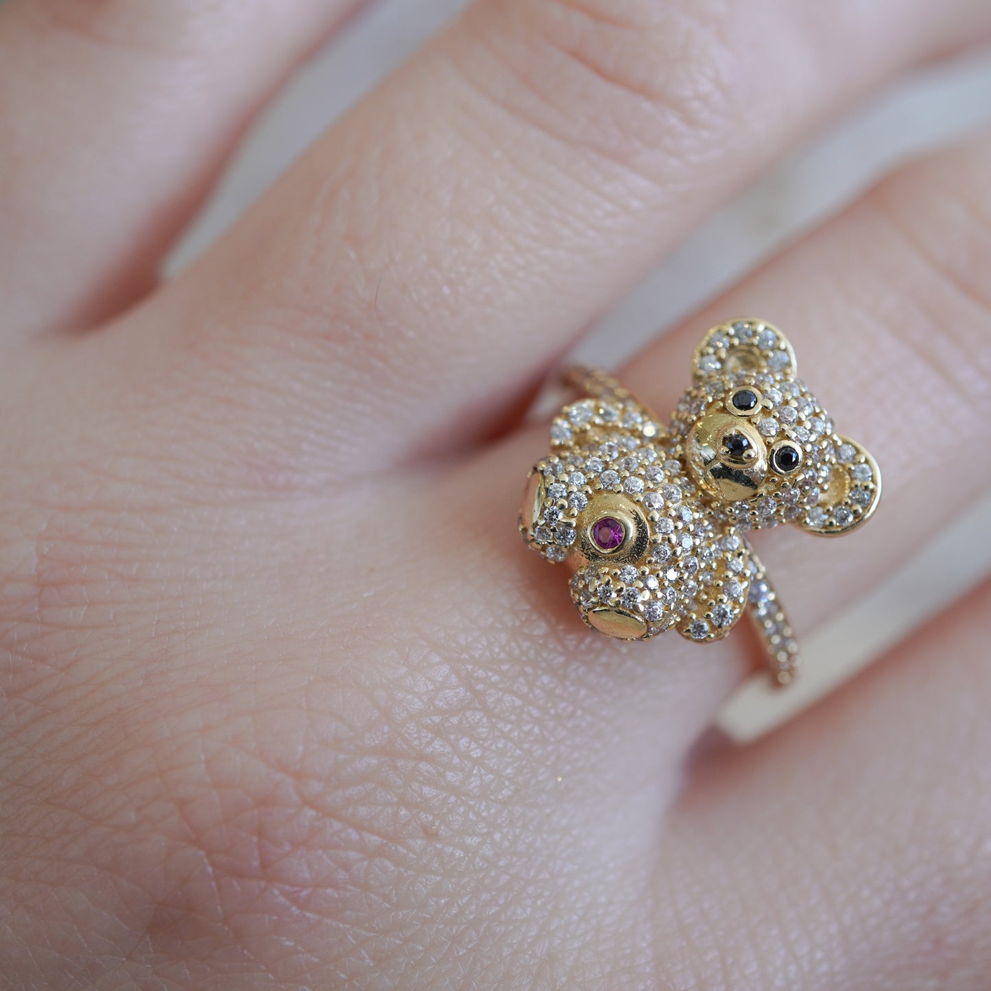 14k Yellow Gold bear ring with zirconia-15236