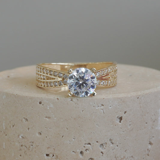 14k Yellow Gold Ring with Cubic Zirconia-16163