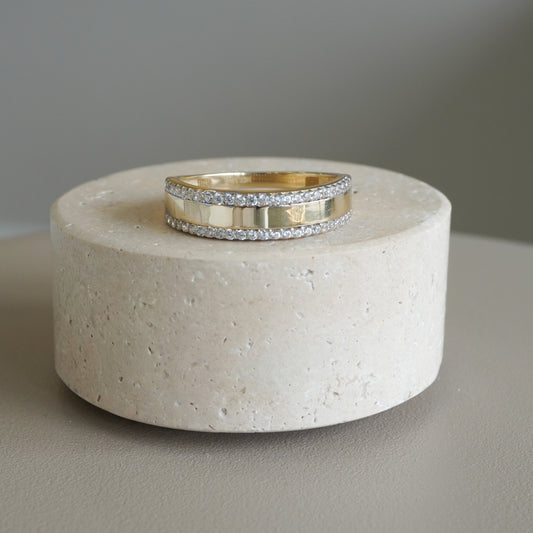 10k Yellow gold twin row zirconia ring-16118