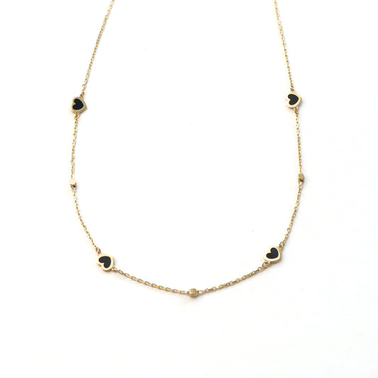 Black hearts choker 14KT - 16674