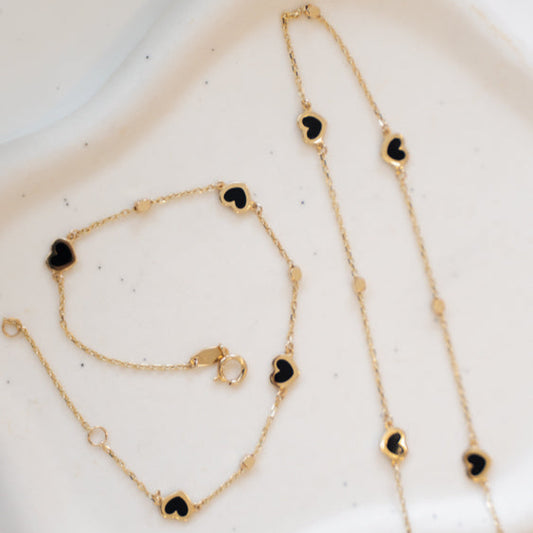 Black hearts choker 14KT - 16674